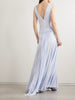 Pleated paneled satin and stretch-jersey maxi dress