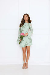 Love Notes Only Long Sleeve Mini Dress Sage