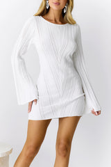 Soulful Nights Long Sleeve Mini Dress White