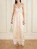 Lace-trimmed silk satin maxi dress