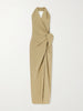 Mona halterneck linen and silk-blend maxi dress