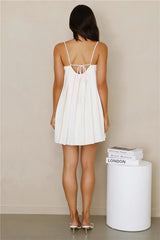 Spill The Bubbly Pleated Mini Dress Cream