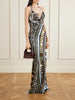 Printed satin maxi dress