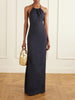 Lelia open-back linen-voile halterneck maxi dress