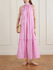Melinda ruched striped cotton-poplin halterneck maxi dress