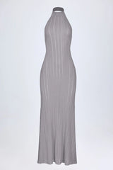 Backless Halterneck Maxi Dress in Silver