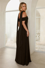 Midnight Elegance Off Shoulder Maxi Dress Black