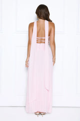 Sugar Babe Strapless Pleated Maxi Dress Pink