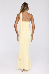 Pretty Whisper Halter Mesh Maxi Dress Yellow