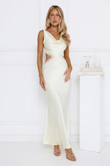 Metro Nights Satin Maxi Dress Yellow