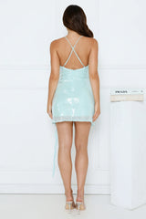 The Spark Edit Sequin Mini Dress Mint