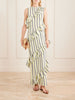 Spiral ruffled striped cotton maxi dress