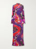 Printed tulle maxi dress