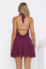 Be There Tonight Halter Mini Dress Plum