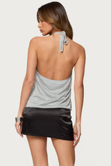Stasia Sparkly Knit Split Front Top