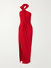 Draped halterneck jersey maxi dress
