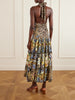 Tiered crystal-embellished printed jersey maxi dress