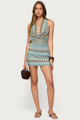 Ziggy Striped Backless Knit Mini Dress