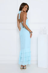The Cool Standard Halter Maxi Dress Blue