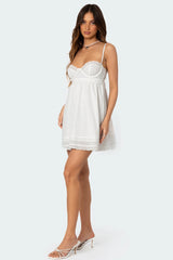 Bonny Lace Trim Cotton Mini Dress