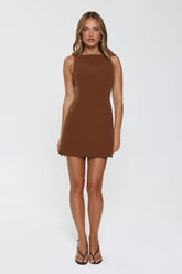 Pretty Professional Tailored Mini Dress Brown