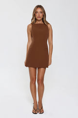 Pretty Professional Tailored Mini Dress Brown