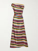 Phare one-shoulder draped striped silk-blend satin maxi dress