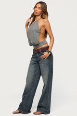 Damarey Chain Backless Halter Top