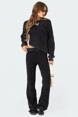 Toni Acid Wash Cable Knit Pants