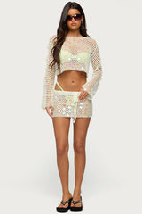 Kirah Sequin Crochet Top