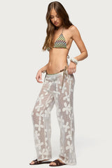 Candace Floral Texured Sheer Pants