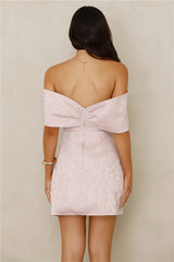 Slaying Softly Off Shoulder Mini Dress Pink
