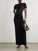 Open-back wool maxi dress