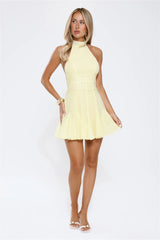 Empowered Energy Halter Mini Dress Yellow