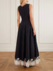 Mira lace-trimmed cotton-blend faille maxi dress