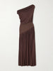 Gwen one-shoulder asymmetric draped jersey-trimmed stretch-bamboo maxi dress