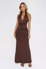 Always That Girl Halter Maxi Dress Brown