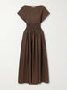 Shirred organic cotton-poplin maxi dress