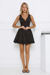 Be Mine Main Embroidered Mini Dress Black