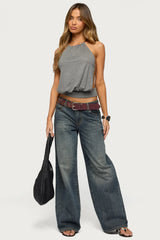Damarey Chain Backless Halter Top