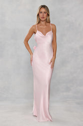 The Flora Satin Maxi Dress Light Pink