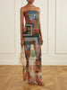Liliana beaded printed tulle maxi dress