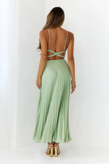 Elegance Found Pleated Maxi Dress Sage