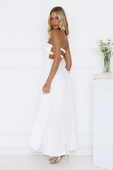 Dance Floor Darling Pleated Strapless Maxi Dress White