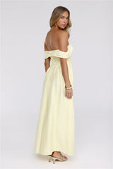 Sand Twirl Off Shoulder Maxi Dress Yellow