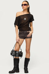 Noria Sheer Chiffon Off Shoulder Top