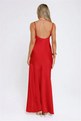 Brilliant Belle Satin Maxi Dress Red