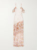 Pajaritos y Rosas printed ruffled silk-chiffon maxi dress