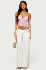 Allise Backless Sequin Halter Top