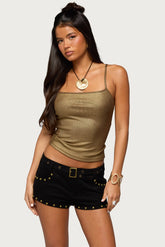Anaia Metallic Ribbed Tank Top